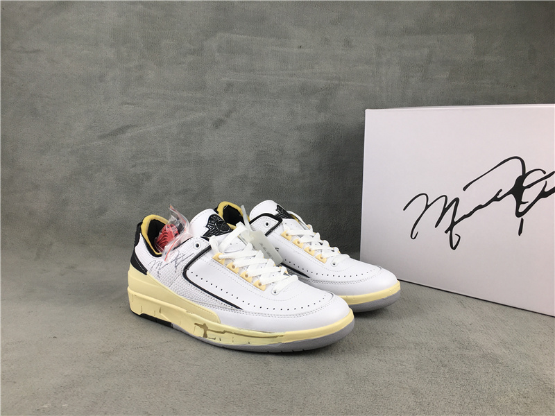 New Air Jordan 2 Low White Black Yellow Shoes